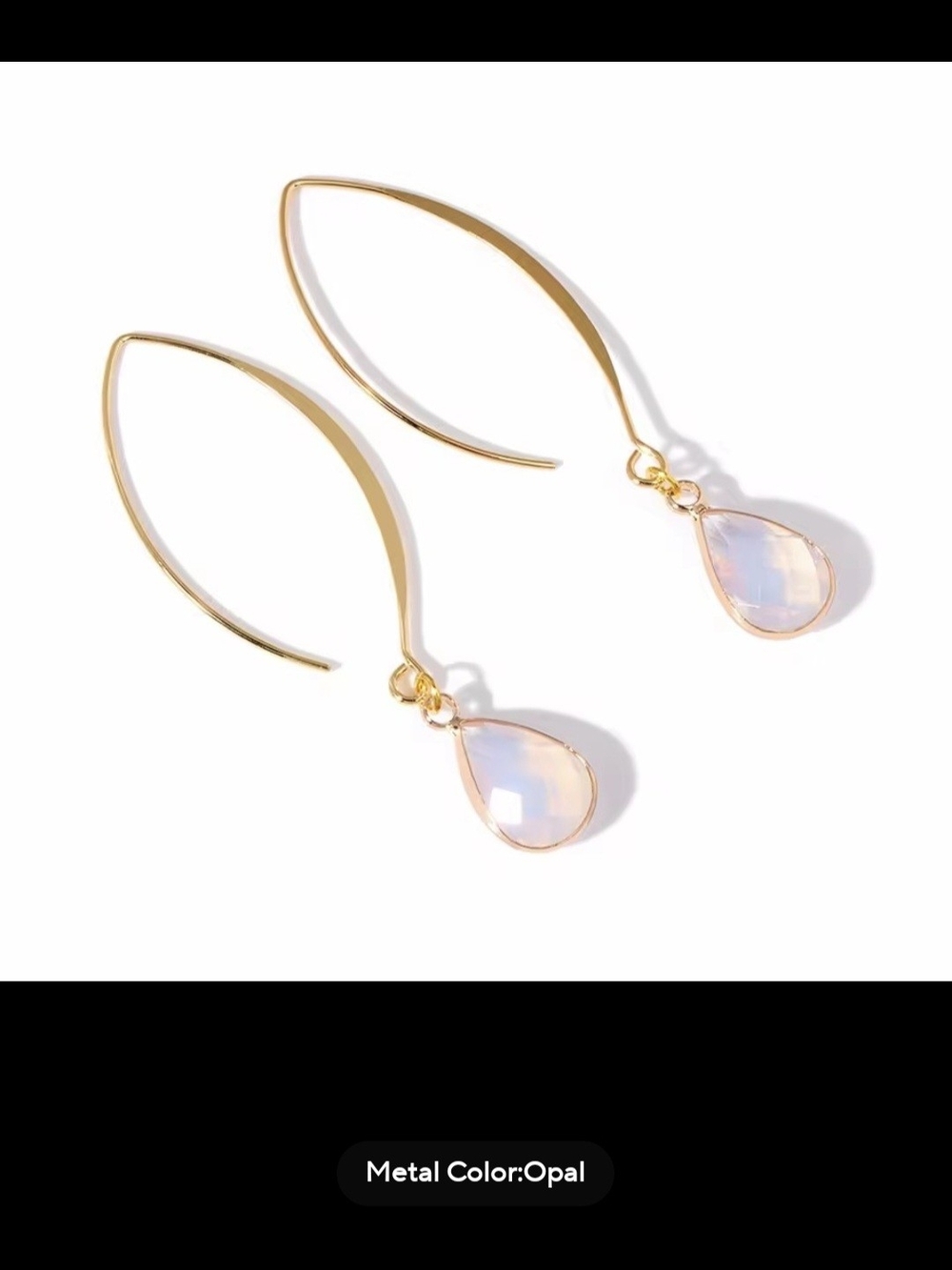 🤍🤍NEW🤍🤍 PRETTY!! Faceted Water Drop OPAL Long Ear Hook Dangle Earrings